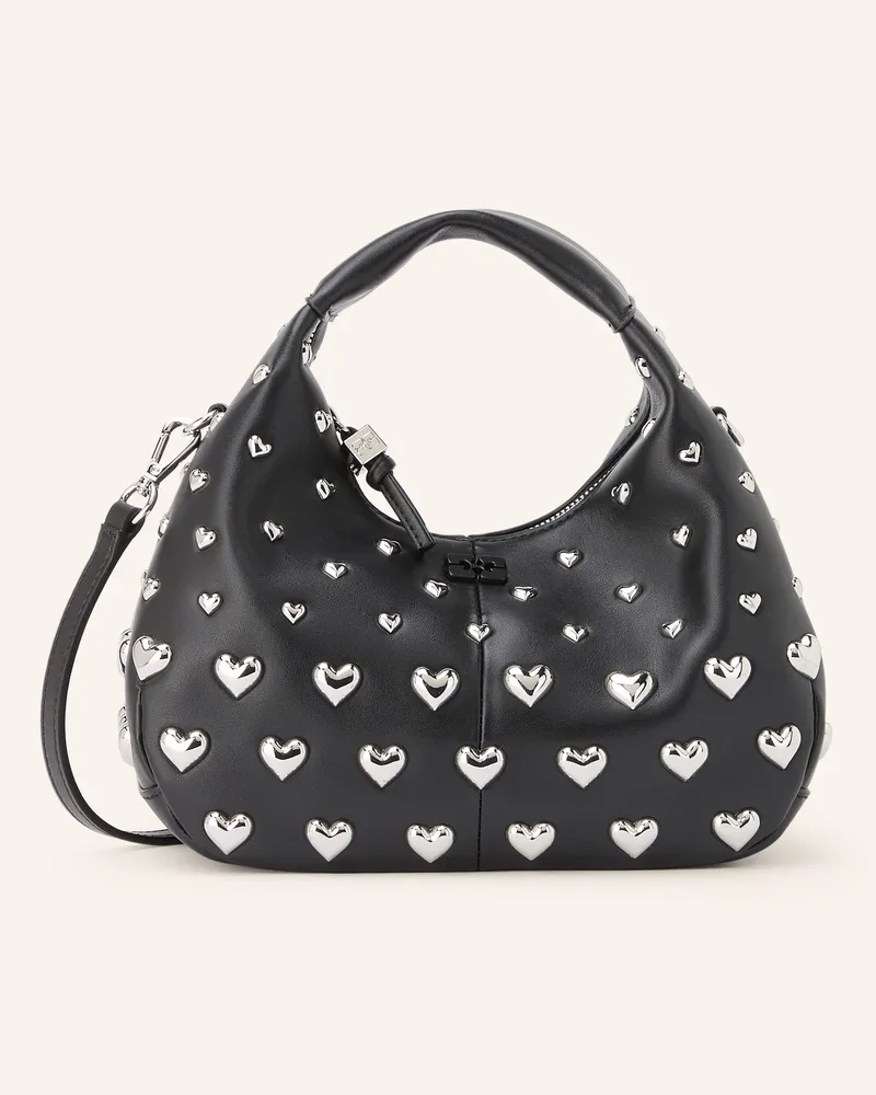 Ganni Handtasche Mit Nieten schwarz Schwarz