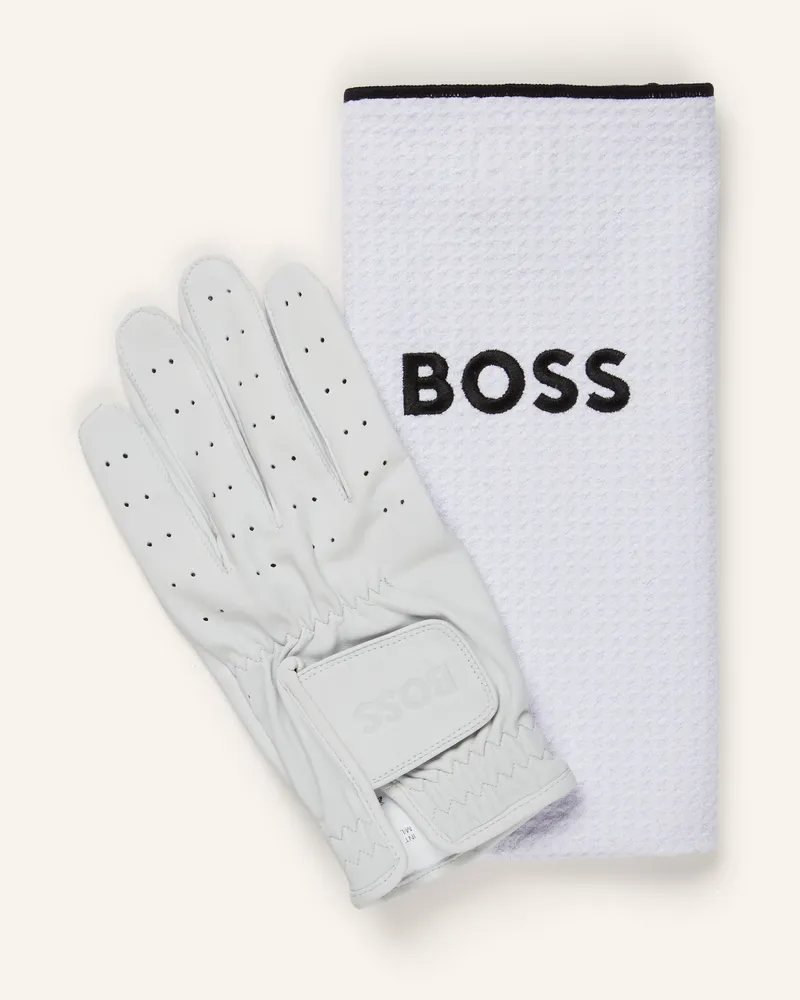 HUGO BOSS Set TOHMAS: Golfhandschuh und Mikrofasertuch Weiss