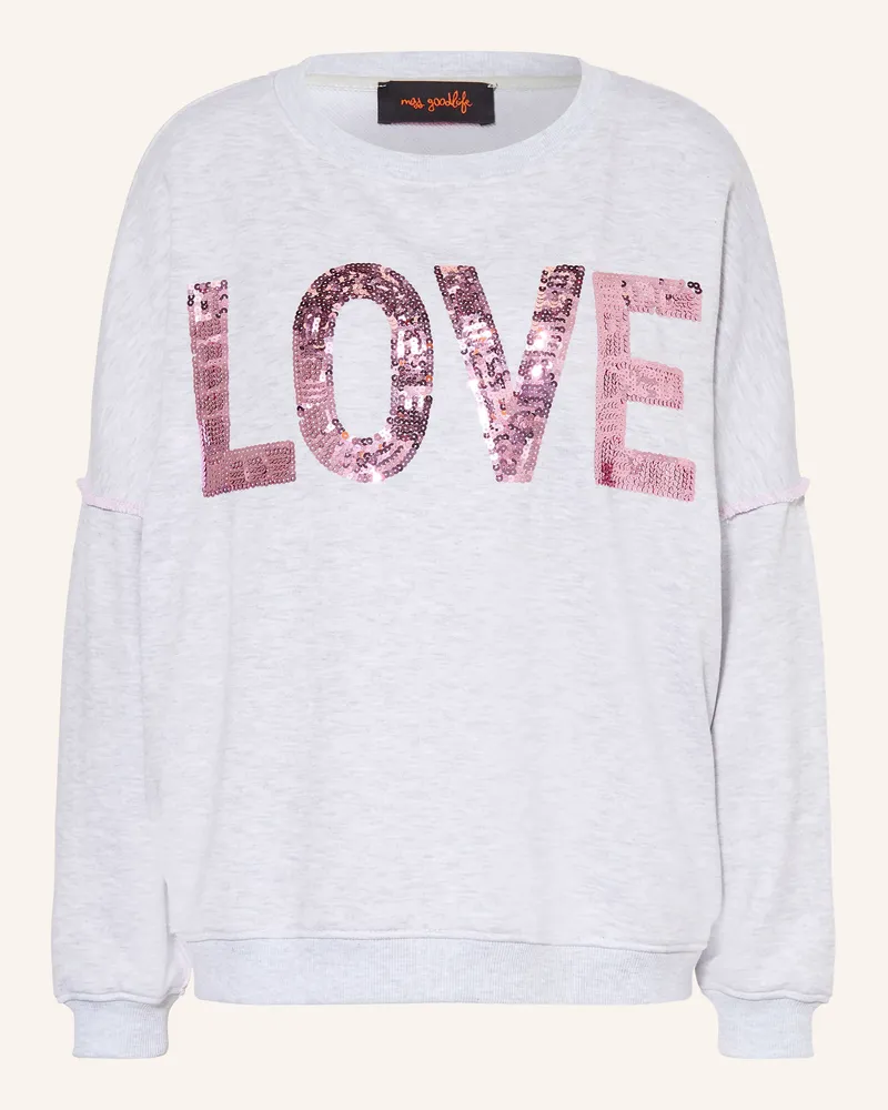 Miss Goodlife Sweatshirt Mit Pailletten grau Hellgrau