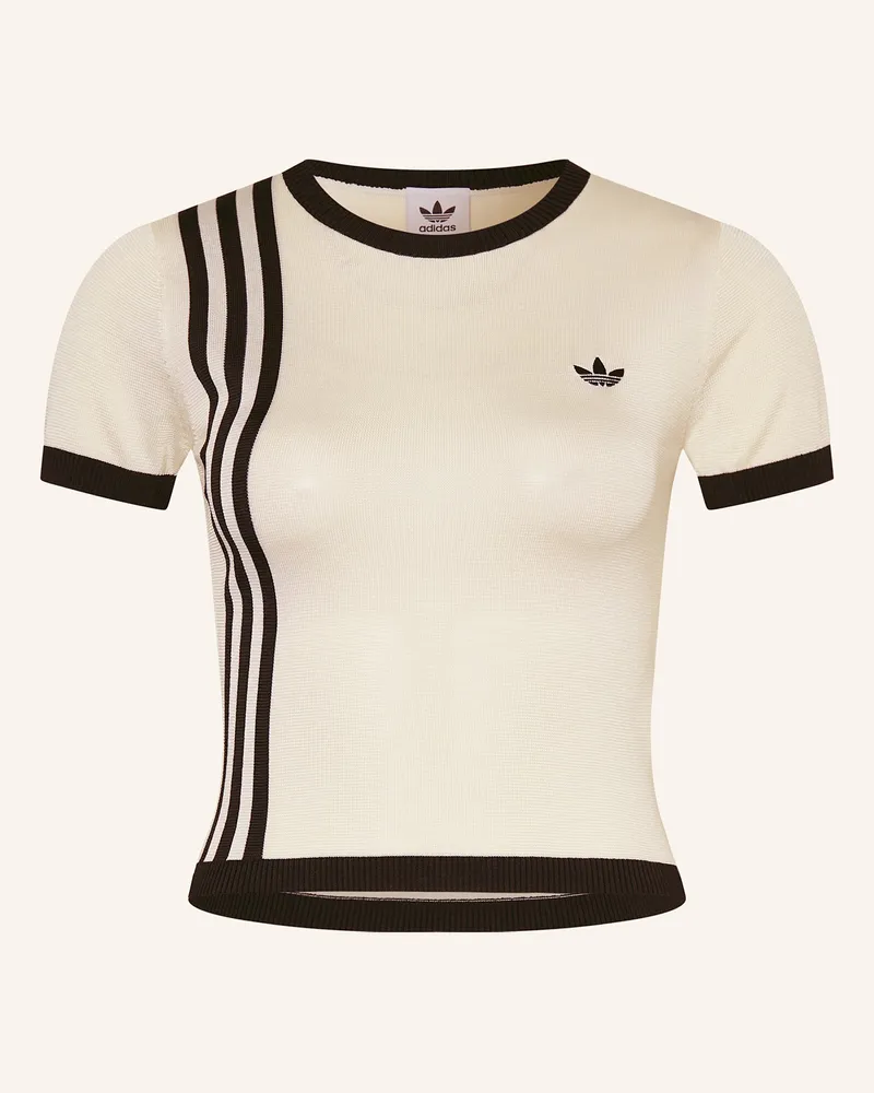 adidas T-Shirt KNITTED 3 STRIPE SHORT Creme