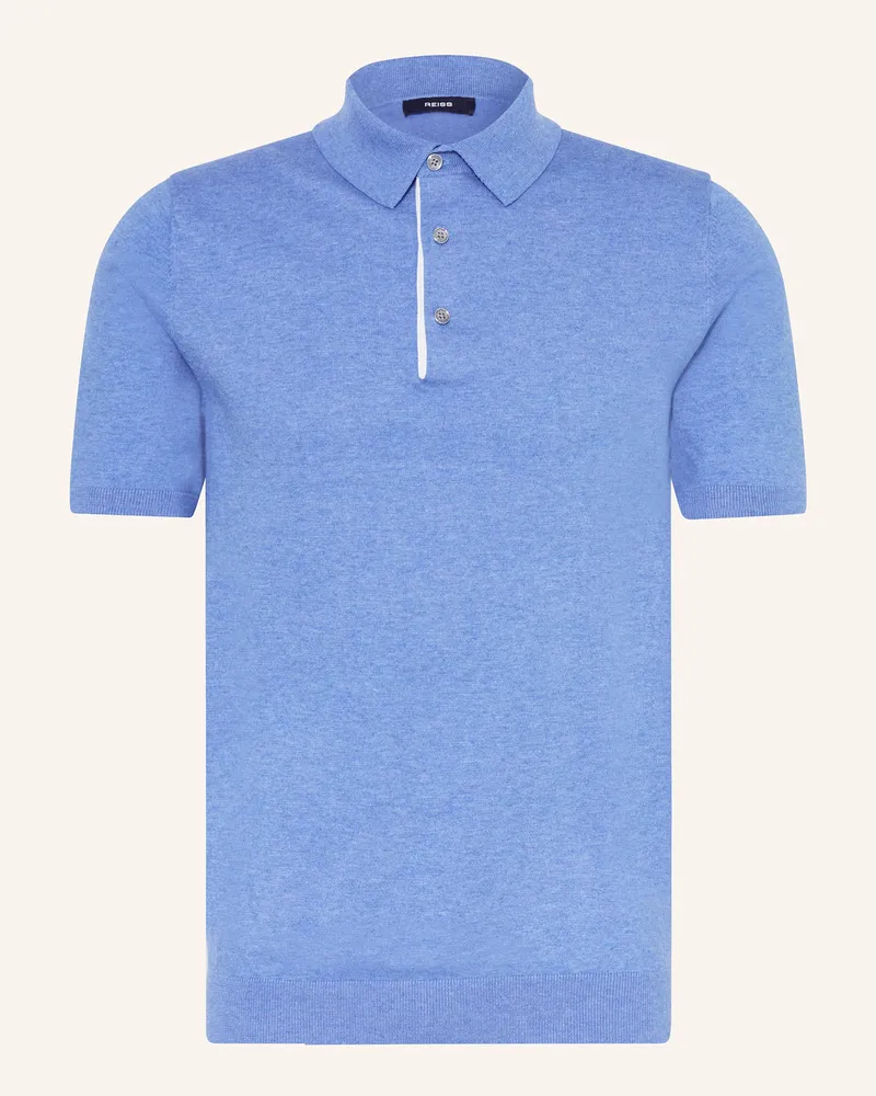 Reiss Strick-Poloshirt FINCH Regular Fit Blau