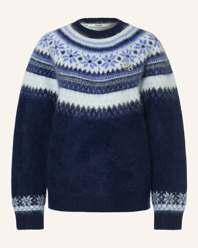 Maje Pullover Mit Schmucksteinen blau Dunkelblau