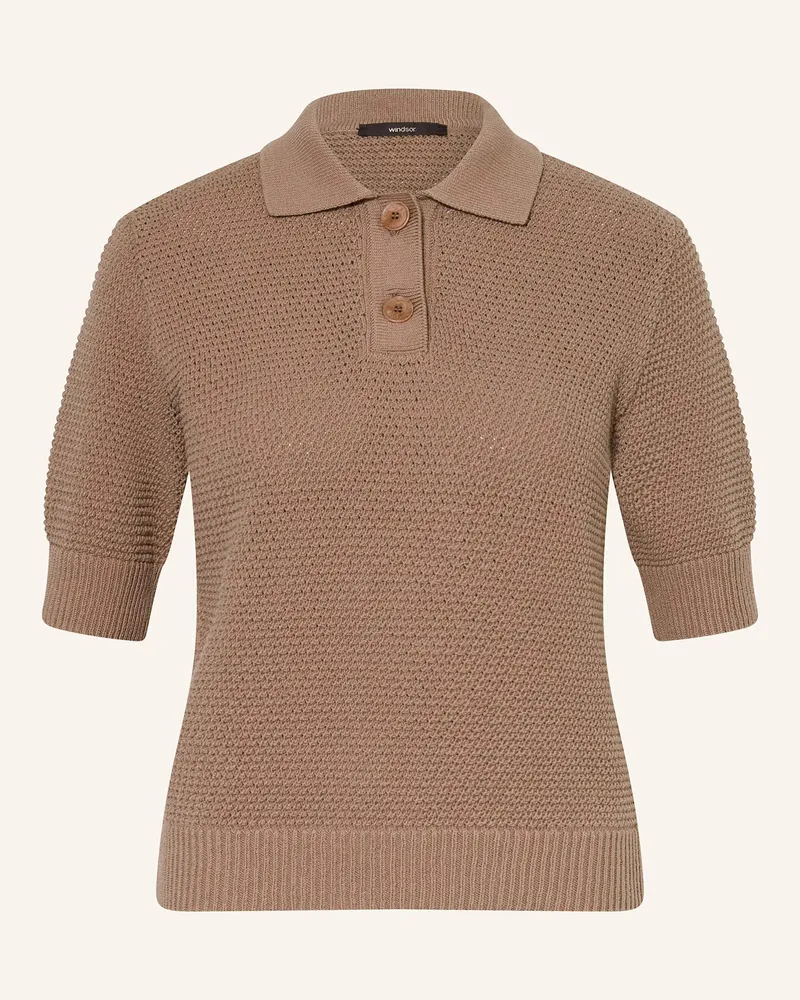 windsor. Strick-Poloshirt Regular Fit Braun