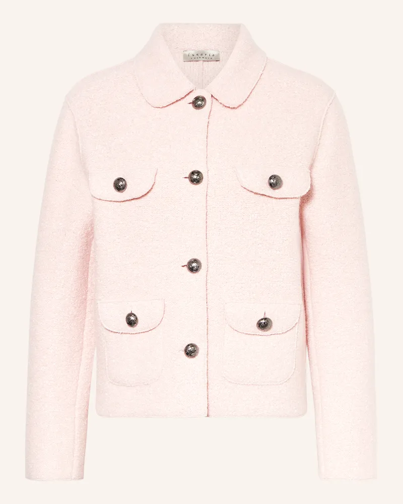 Lunaria Cashmere Bouclé-Jacke mit Seide Hellrosa