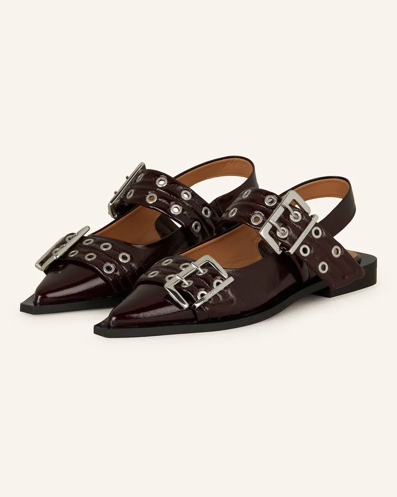 Ganni Slingballerinas Dunkelrot