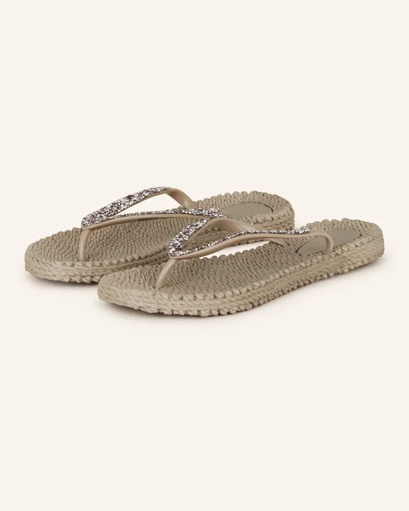 Ilse Jacobsen Zehentrenner cheerful03g Mit Schmucksteinen grau Taupe