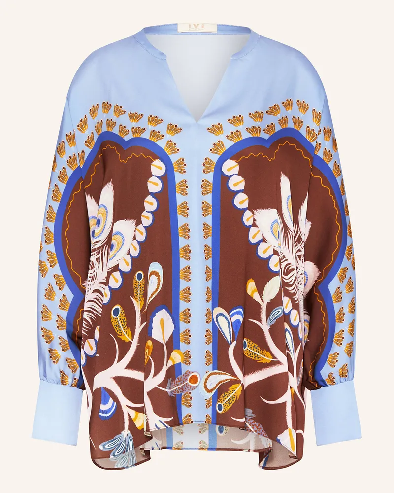 IVI Collection Blusenshirt aus Seide Hellblau