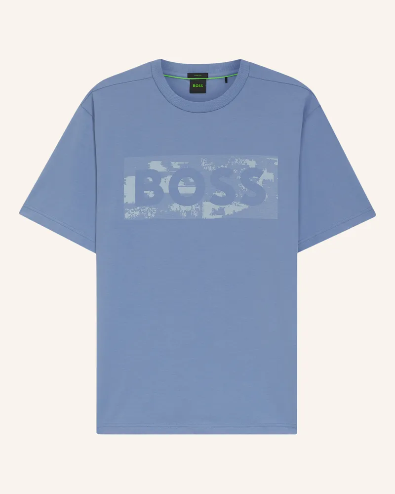HUGO BOSS T-Shirt Ts_Globe Logopattern Regular Fit blau Hellblau