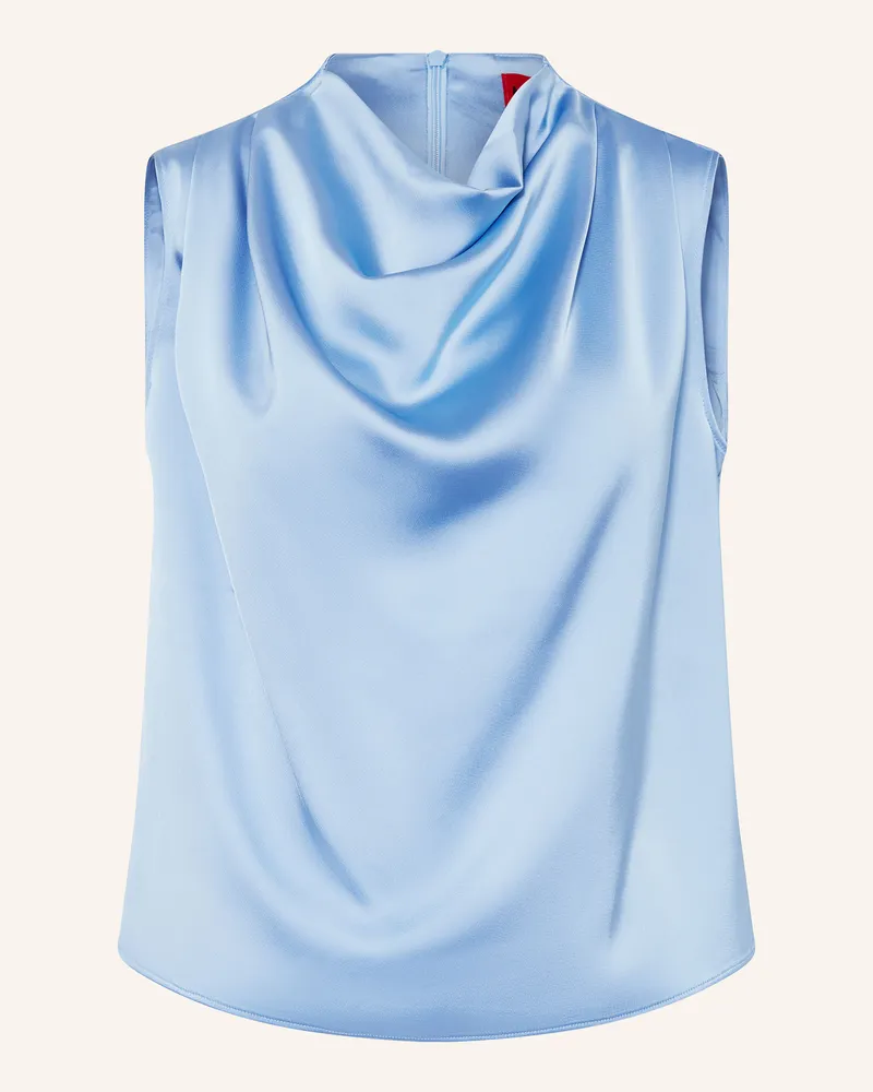 HUGO BOSS Blusentop CASMINI aus Satin Hellblau