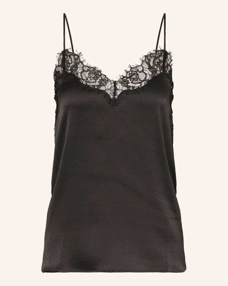 HUGO BOSS Satintop ILESSY mit Spitze Schwarz