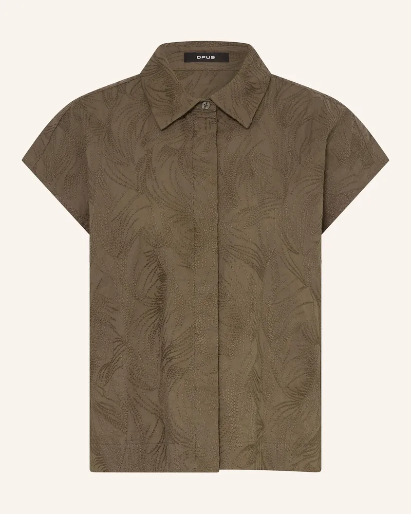 OPUS Blusentop FALME mit Stickereien Khaki