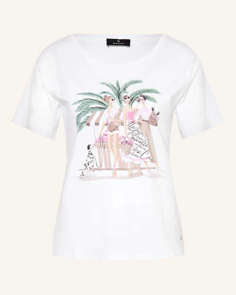 monari T-Shirt Mit Schmucksteinen beige Weiss