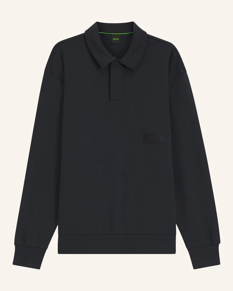 HUGO BOSS Sweatshirt Sw_Placket Polo Relaxed Fit blau Dunkelblau