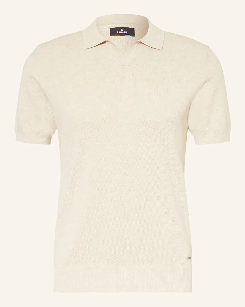 Ragman Strick-Poloshirt Weiss