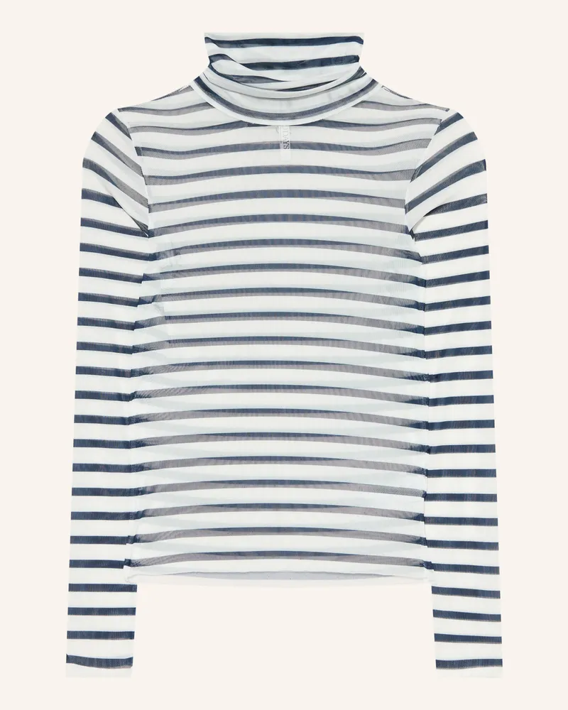 10Days Rollkragenshirt Aus Mesh blau Weiss