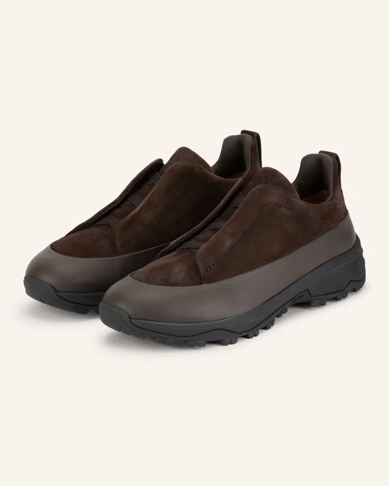 Ermenegildo Zegna Sneaker Triple Stitch Monte braun Dunkelbraun