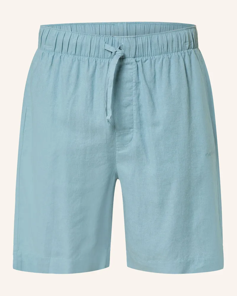 Calvin Klein Schlafshorts Linen Blend Mit Leinen blau Türkis