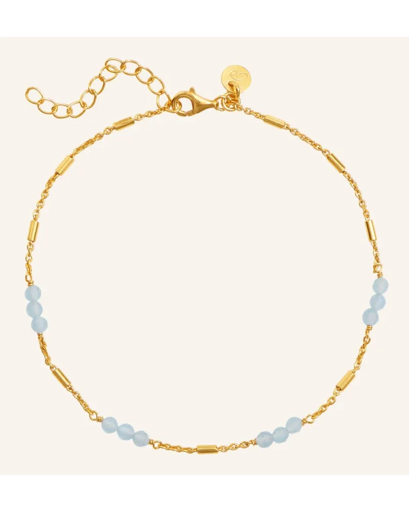 POMPIDOU Fußkette LINA CHALCEDONY BLUE by GLAMBOU Gold