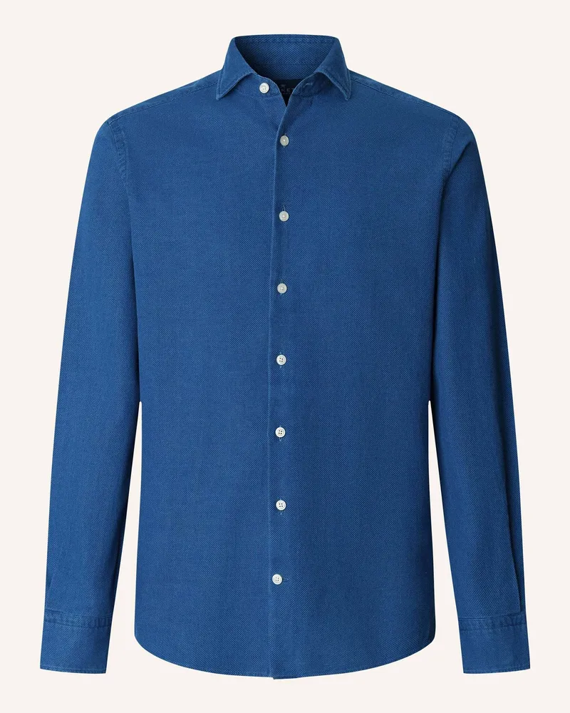 Hackett Freizeithemd Textured Denim blau Dunkelblau