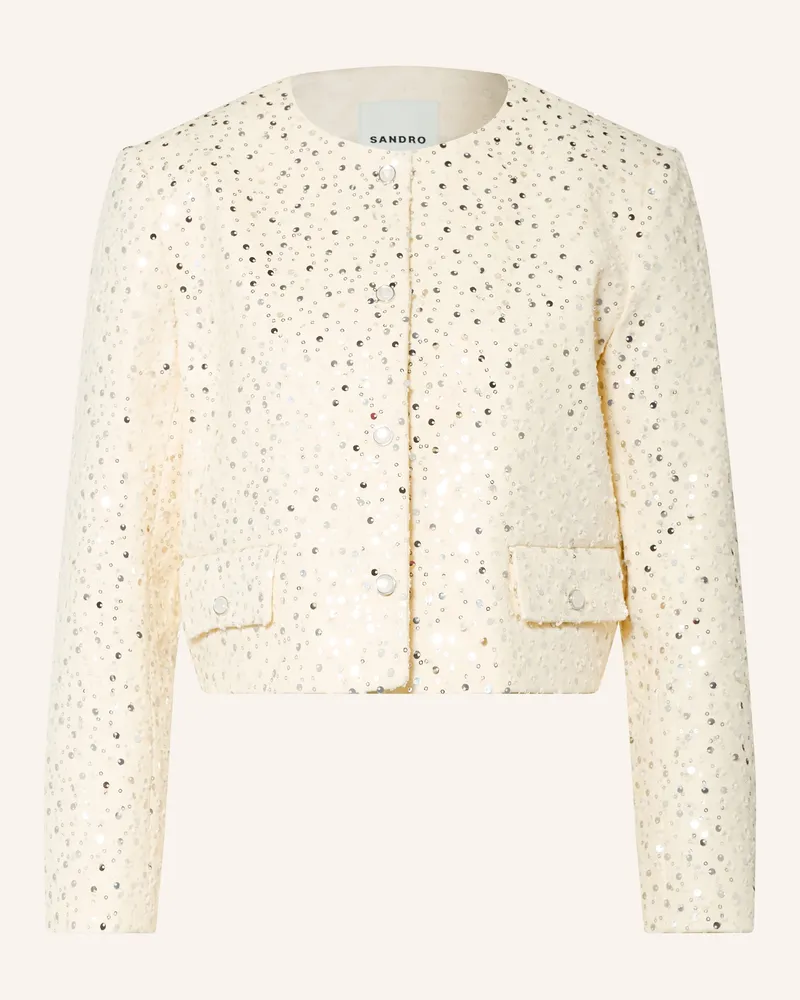 Sandro Blazer Mit Pailetten weiss Ecru