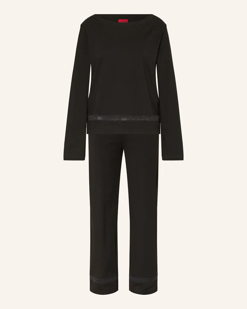 HUGO BOSS Schlafanzug Mesh Logo schwarz Schwarz