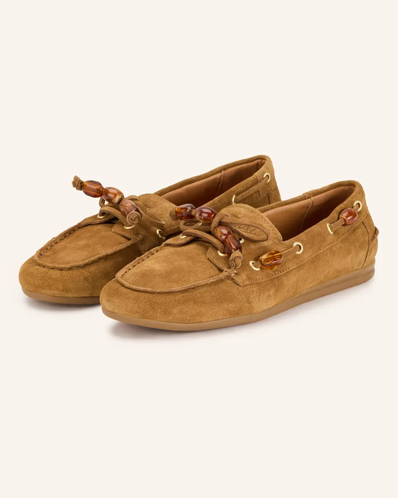 TORAL Bootsschuhe NAHUA mit Schmuckperlen Cognac