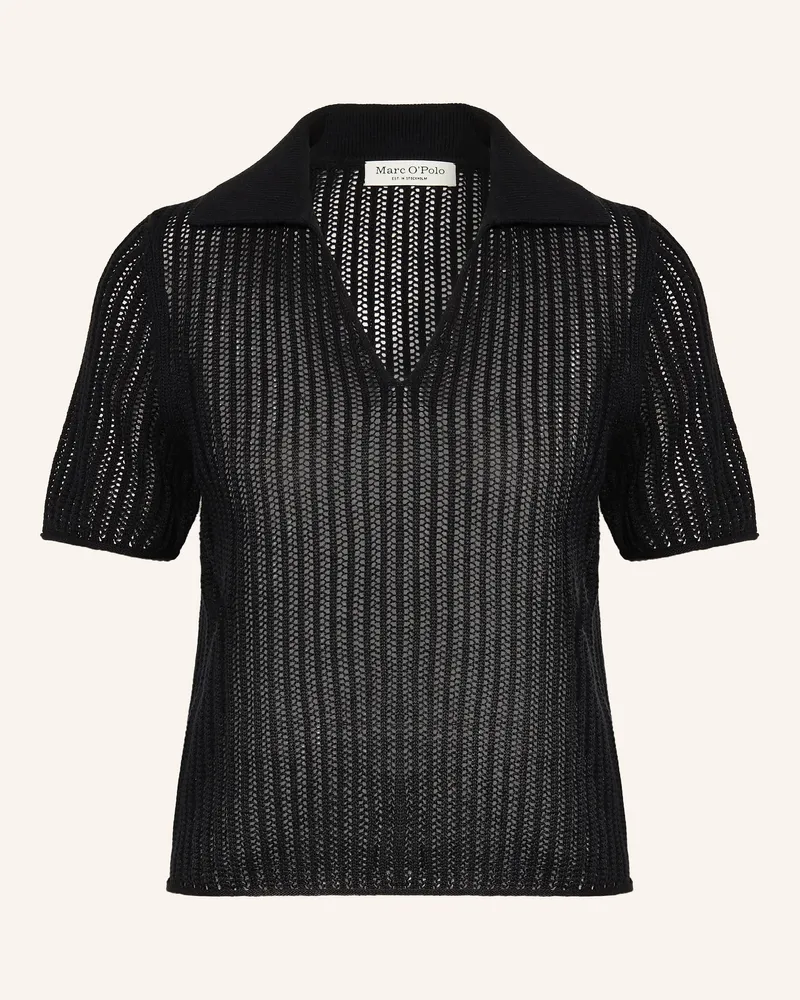 Marc O'Polo Strick-Poloshirt schwarz Schwarz