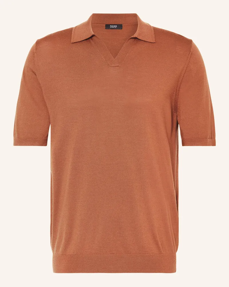 Reiss Strick-Poloshirt Duchie Aus Merinowolle braun Dunkelorange