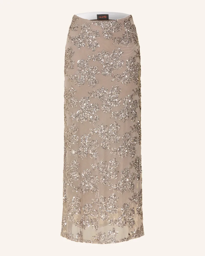 Miss Goodlife Mesh-Rock Mit Pailletten beige Taupe