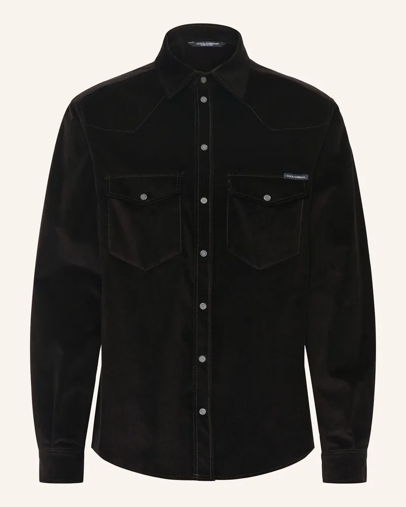 Dolce & Gabbana Cordhemd Regular Fit Schwarz