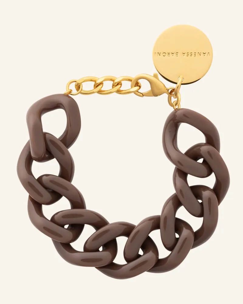 Vanessa Baroni Armband Flat Chain Bracelet Chocolate Brown By Glambou gold Gold