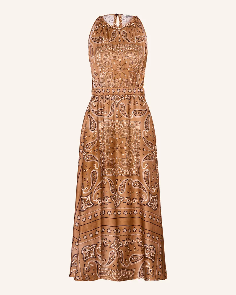 Sandro Satinkleid mit Cut-outs Braun