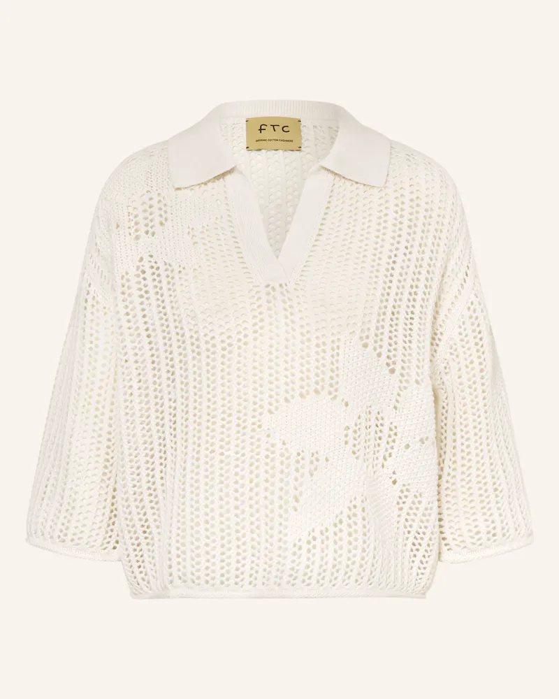 FTC Cashmere Pullover mit Cashmere und 3/4-Arm Ecru