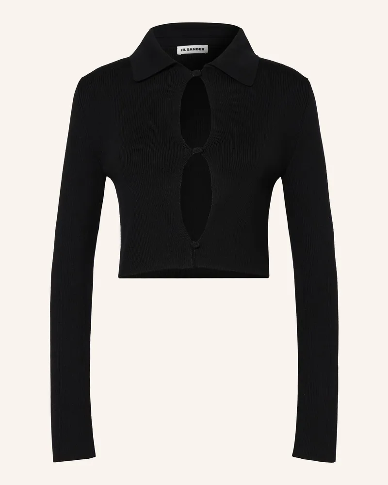 Jil Sander Cropped-Strickjacke Schwarz