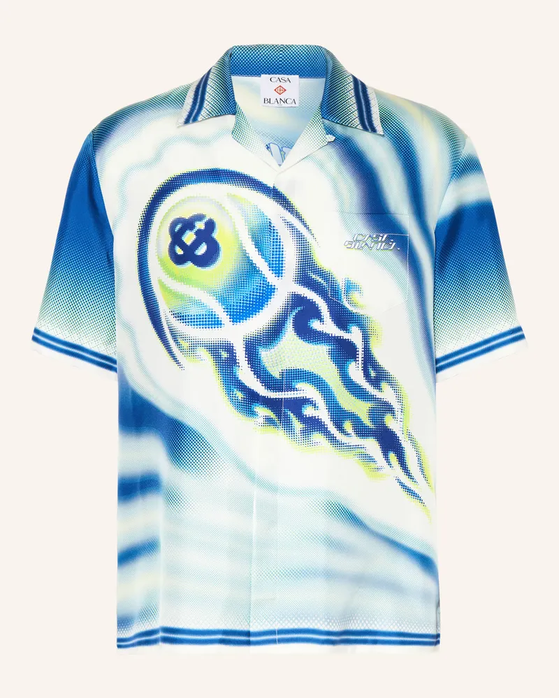 Casablanca Paris Resorthemd Flaming Tennis Ball Comfort Fit Aus Seide blau Blau