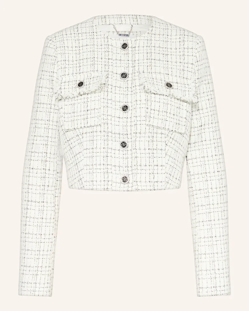 Guess Tweed-Blazer ANNAMARIA mit Glitzergarn und Schmucksteinen Weiss