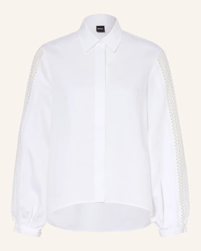 HUGO BOSS Hemdbluse Badora Mit Lochspitze weiss Weiss