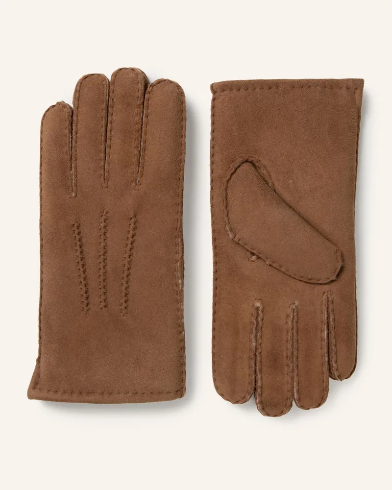 Strokesman's Handschuhe mit Echtfell Camel