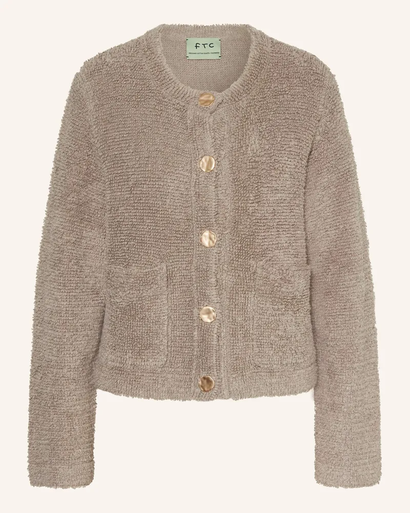 FTC Cashmere Bouclé-Strickjacke braun Grau
