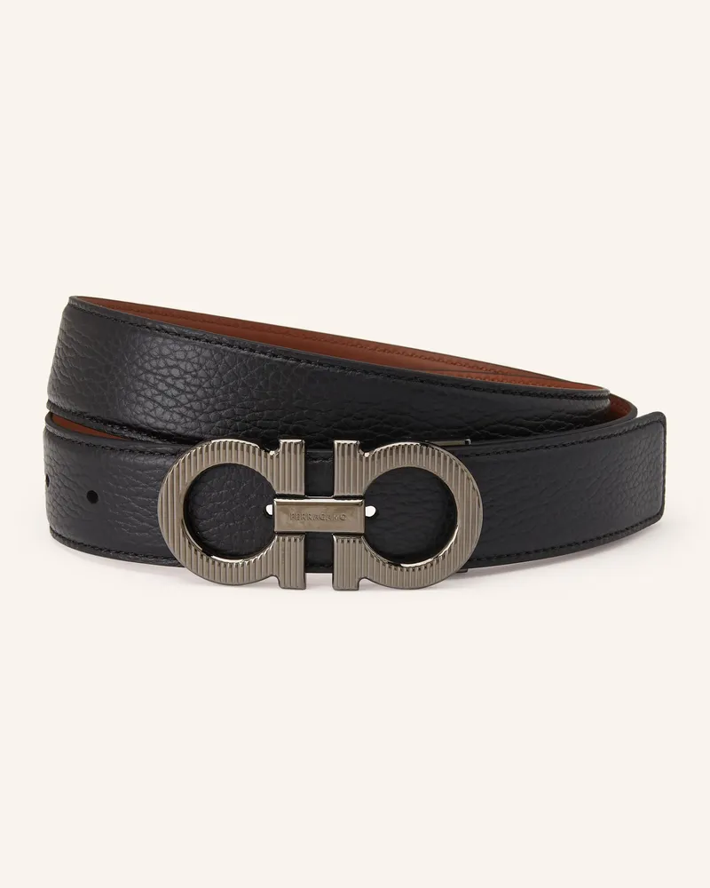 Ferragamo Ledergürtel zum Wenden Schwarz