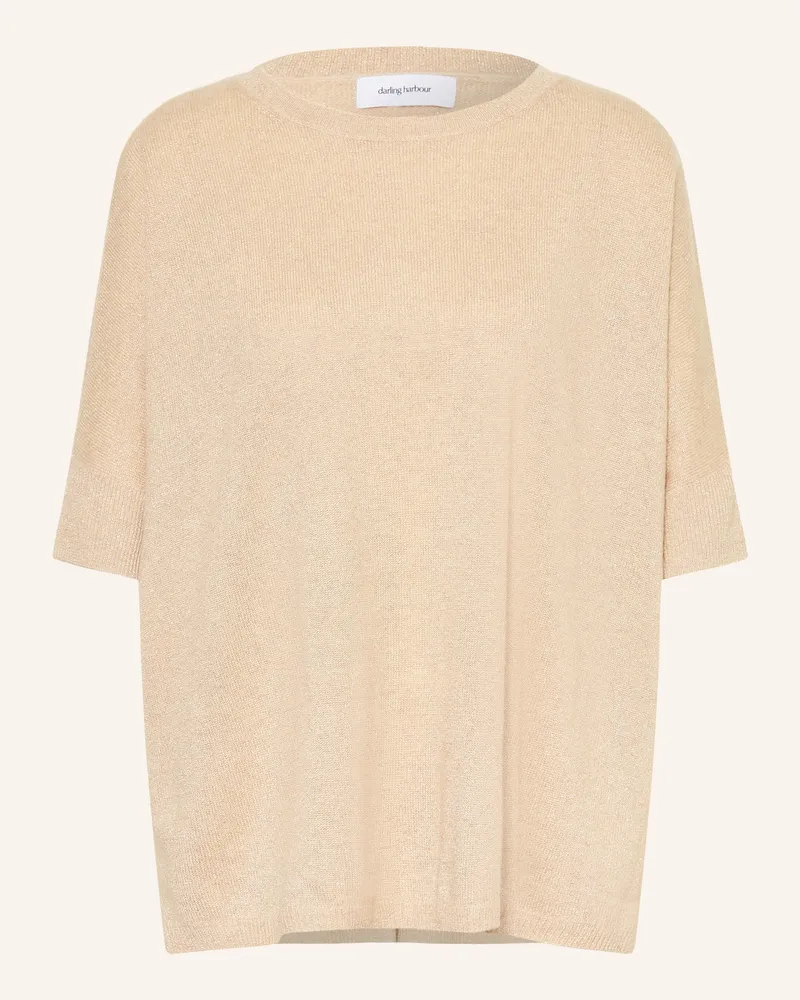 Darling Harbour Strickshirt Aus Cashmere Mit Glitzergarn beige Sand