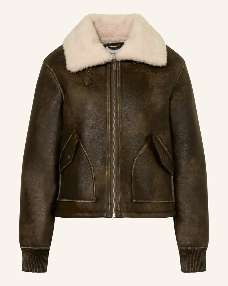Pepe Jeans Jacke THEODORA in Lederoptik Dunkelbraun
