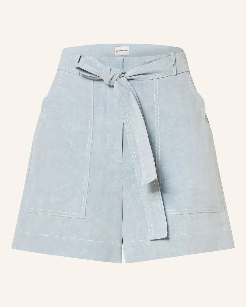 Claudie Pierlot Shorts in Jeansoptik mit Leinen Hellblau