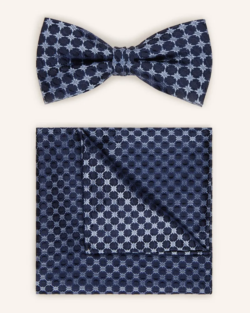 Olymp Set: Fliege und Einstecktuch Dunkelblau