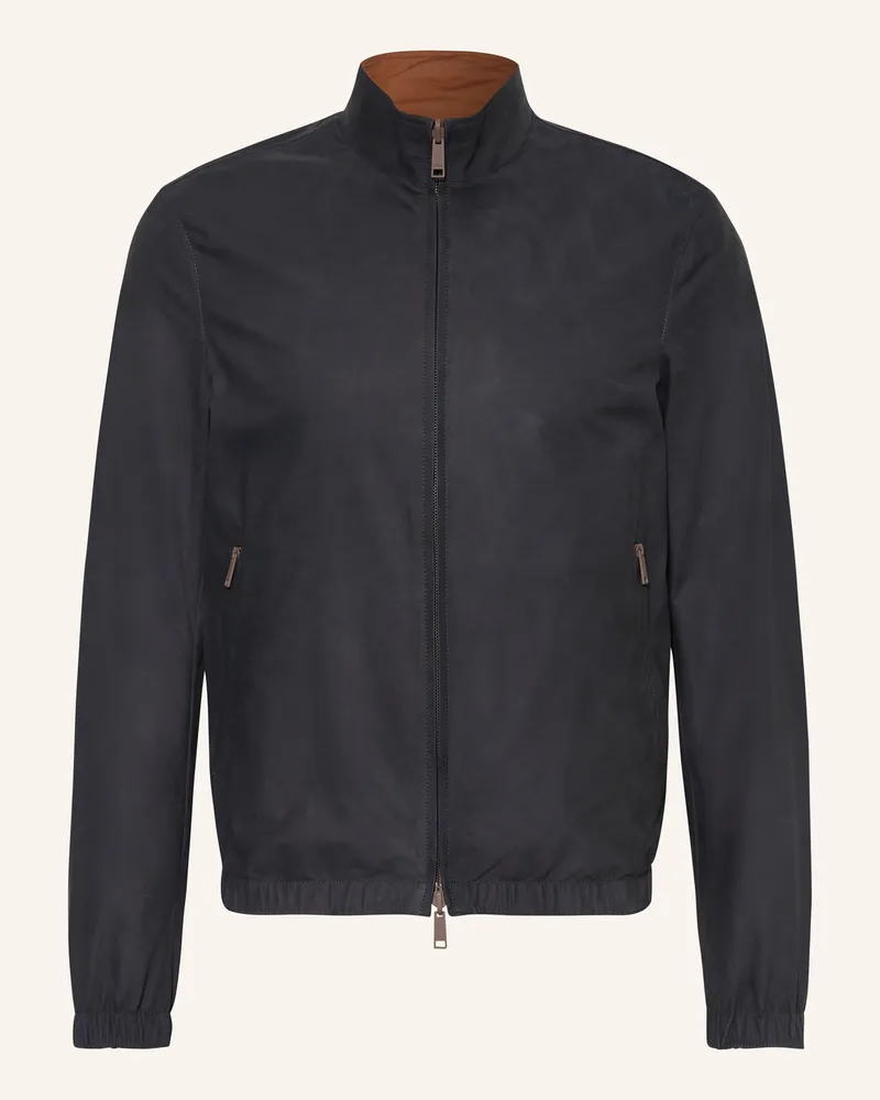 Ermenegildo Zegna Lederjacke zum Wenden Schwarz
