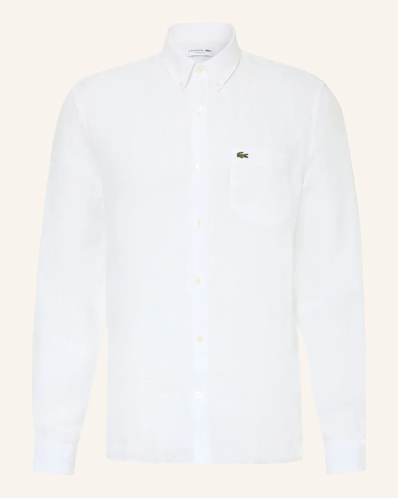 Lacoste Leinenhemd Regular Fit weiss Weiss