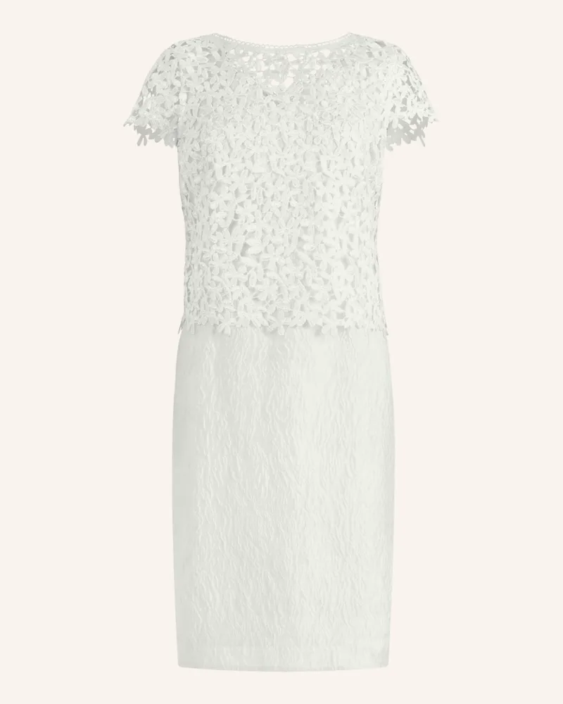 Apart Etuikleid Mit Spitzenjäckchen weiss Creme