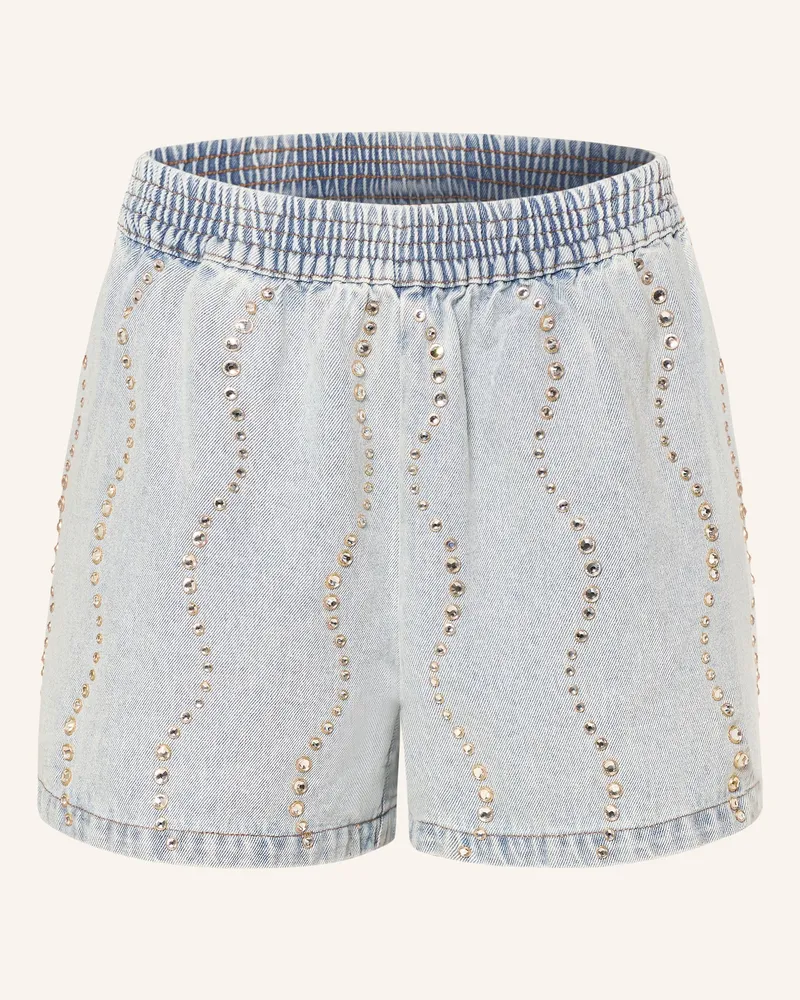 Sandro Jeansshorts mit Schmucksteinen Hellblau
