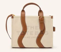 Shopper The Medum Canvas Tote Wavy Stripes Leather beige