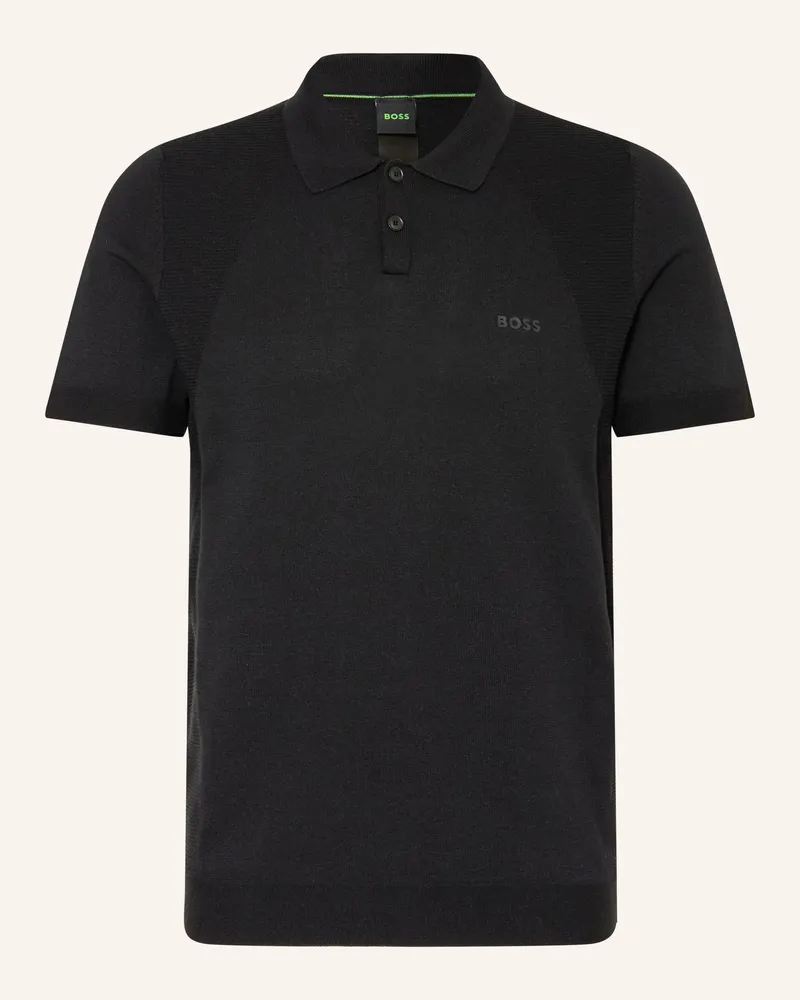 HUGO BOSS Strick-Poloshirt Momentum Lite  Regular Fit schwarz Schwarz